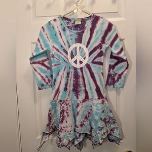 AnnLoren Beautiful Boutique Girls Size 6 Tie-dyed (Purple, Blue & White)☮️ dress